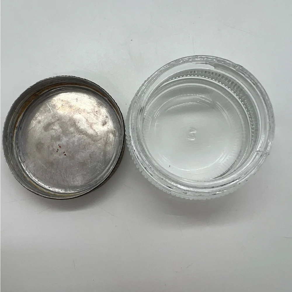 Vintage Art Deco Glass Decorative Vanity Powder Dresser Cosmetic Jar Fancy Lid